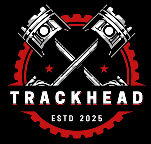 Track-Head JDM streetwear collection featuring car-inspired hoodies and motorsport apparel displayed on models in a garage setting, promoting the new automotive clothing brand launched by Kunai.